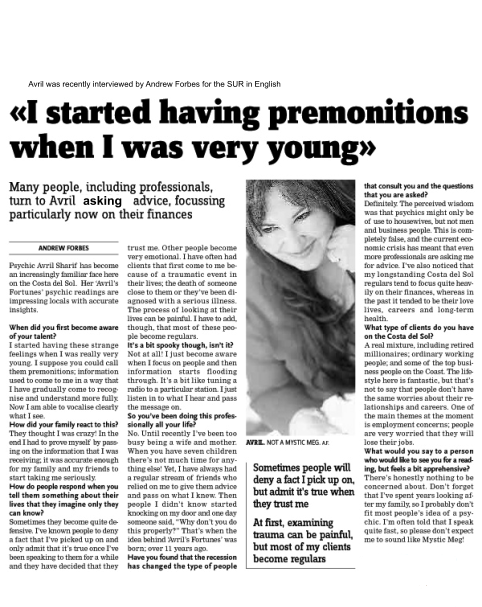 Press Avril was recently interviewed by Andrew Forbes for the SUR in English   asking